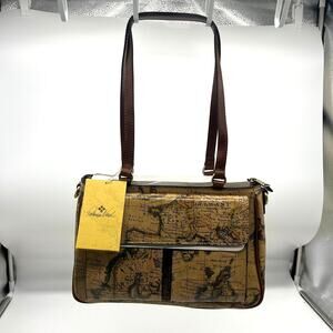 Patricia Nash Leather Rosetti Satchel Crossbody Womens Purse European Map